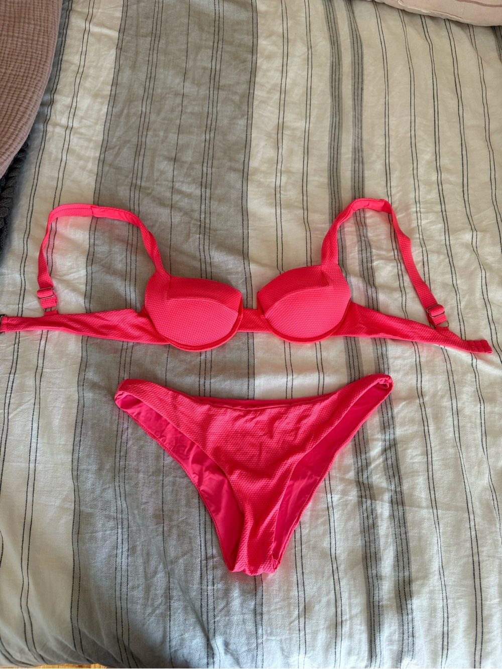 Hot Pink Textured Bikini Set